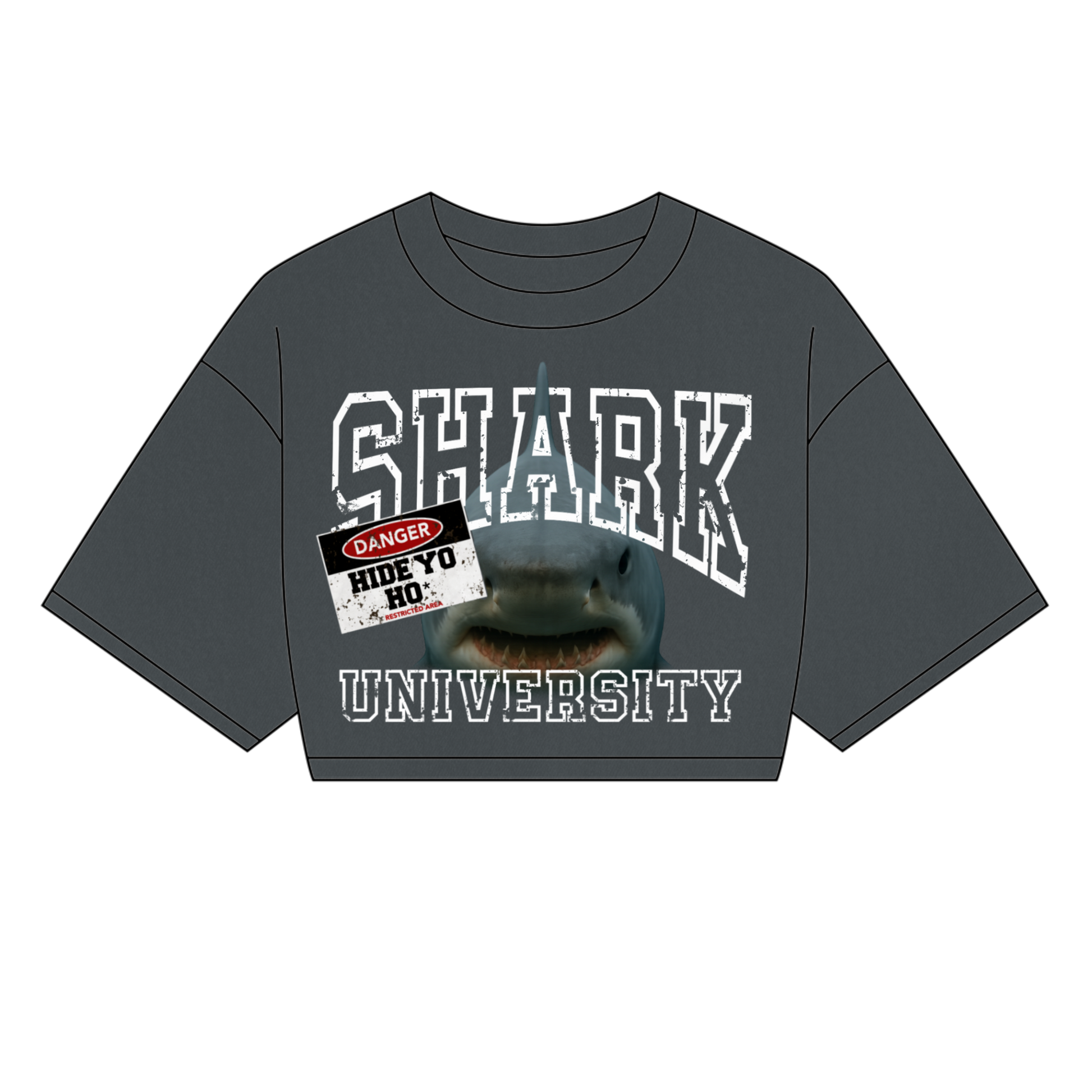Female cropped “ SHARK UNIVERSITY “ tee