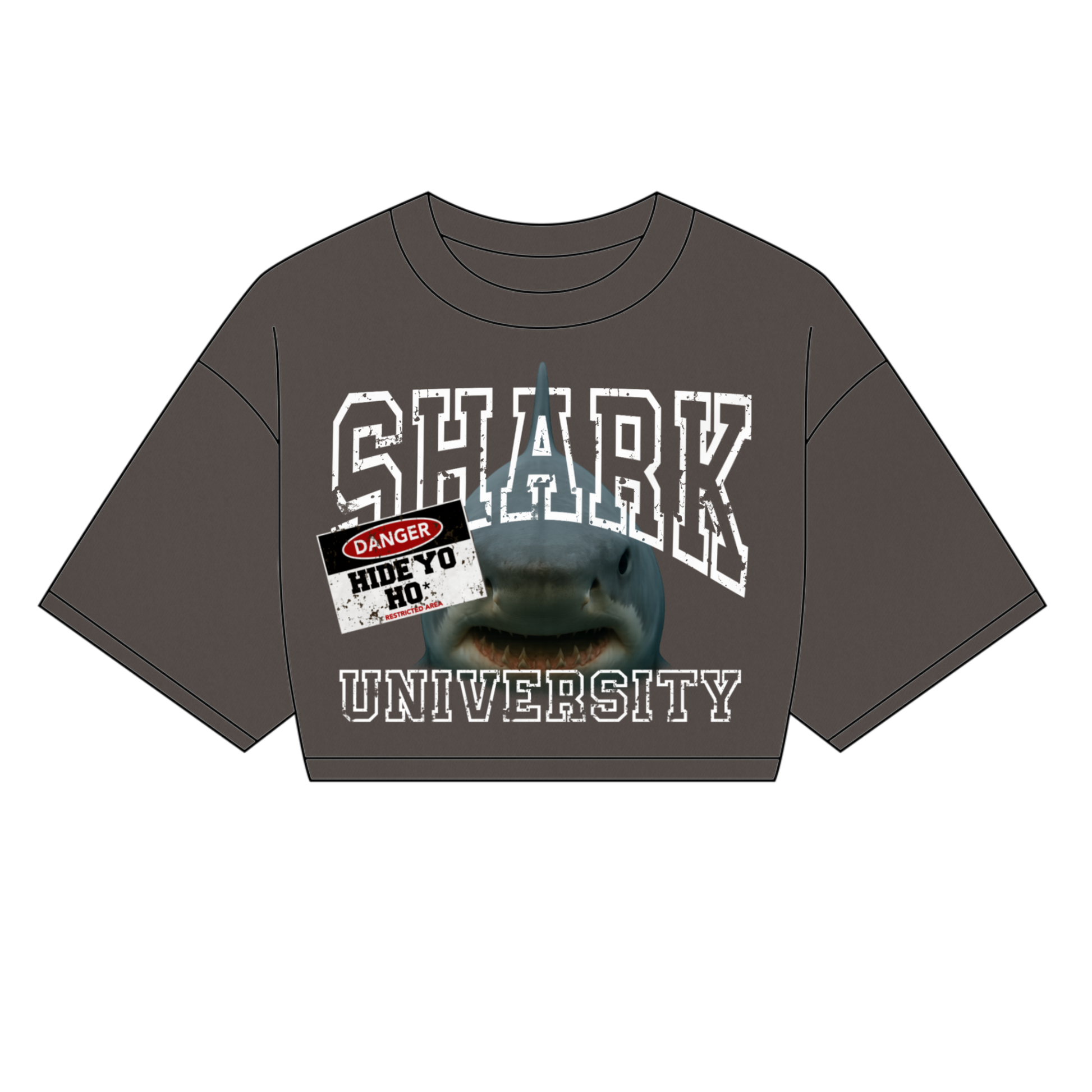 Female cropped “ SHARK UNIVERSITY “ tee