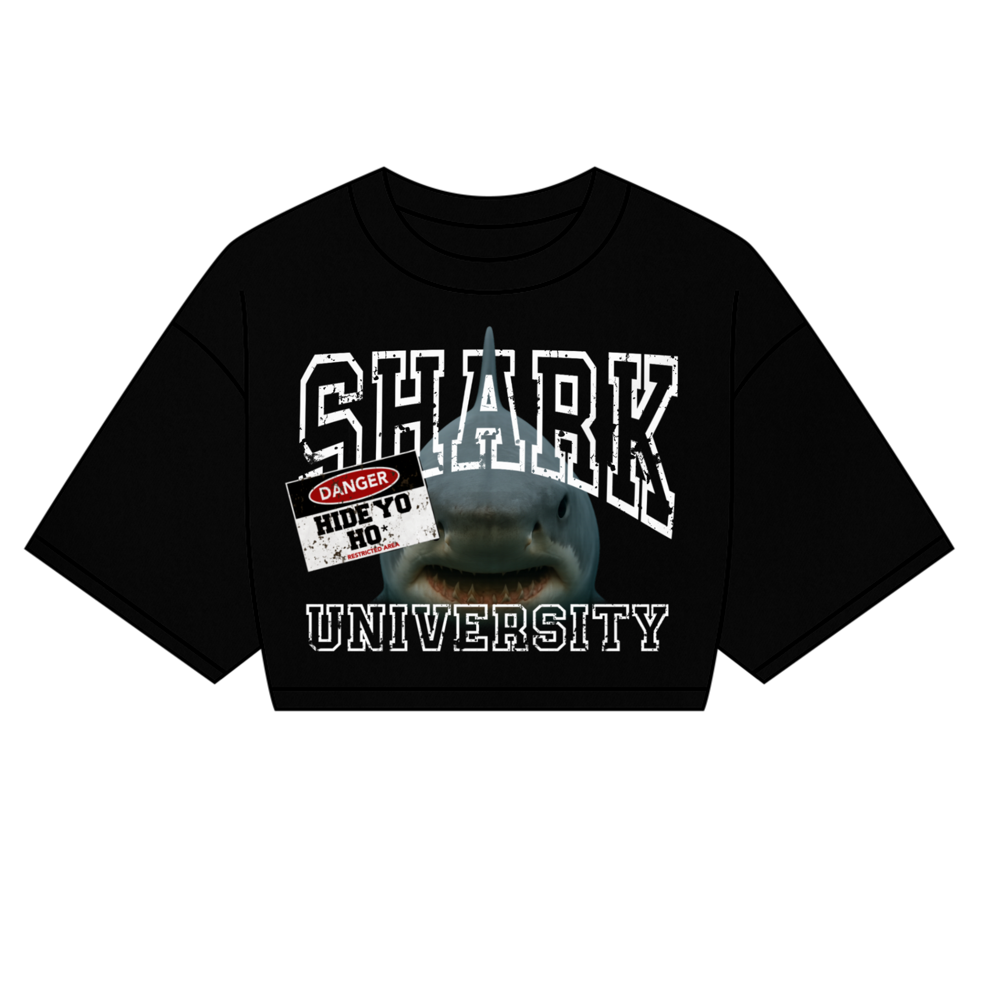 Female cropped “ SHARK UNIVERSITY “ tee