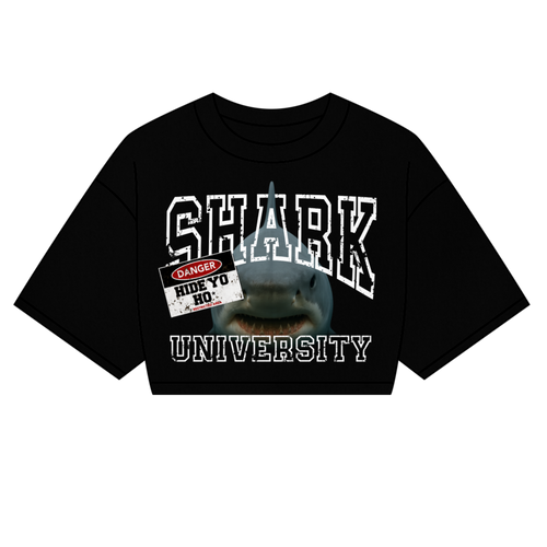 Female cropped “ SHARK UNIVERSITY “ tee