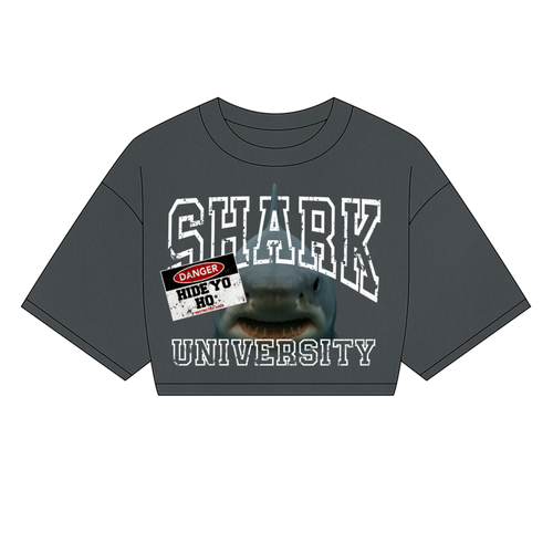 Female cropped “ SHARK UNIVERSITY “ tee