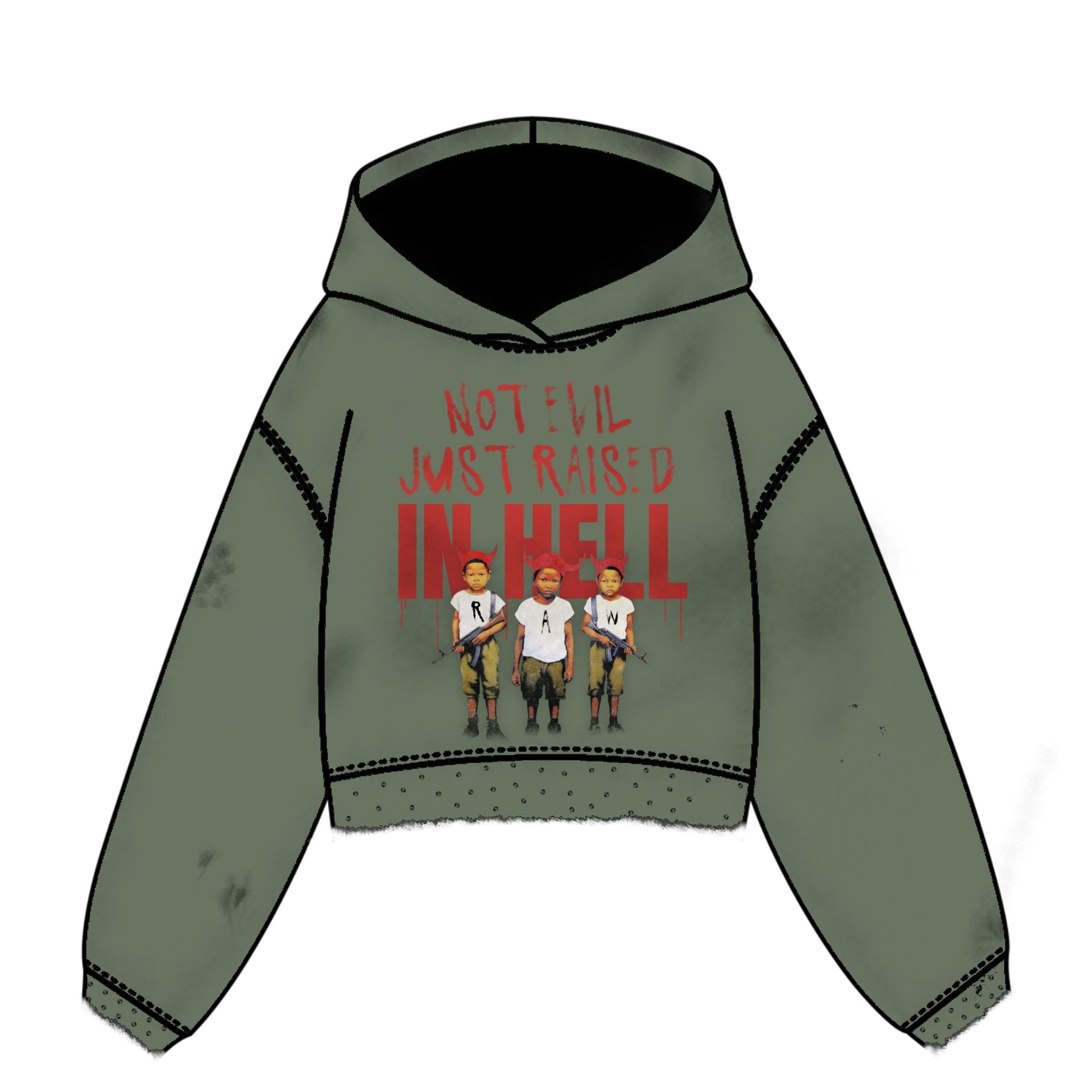 " NOT EVIL " Green Hoodie